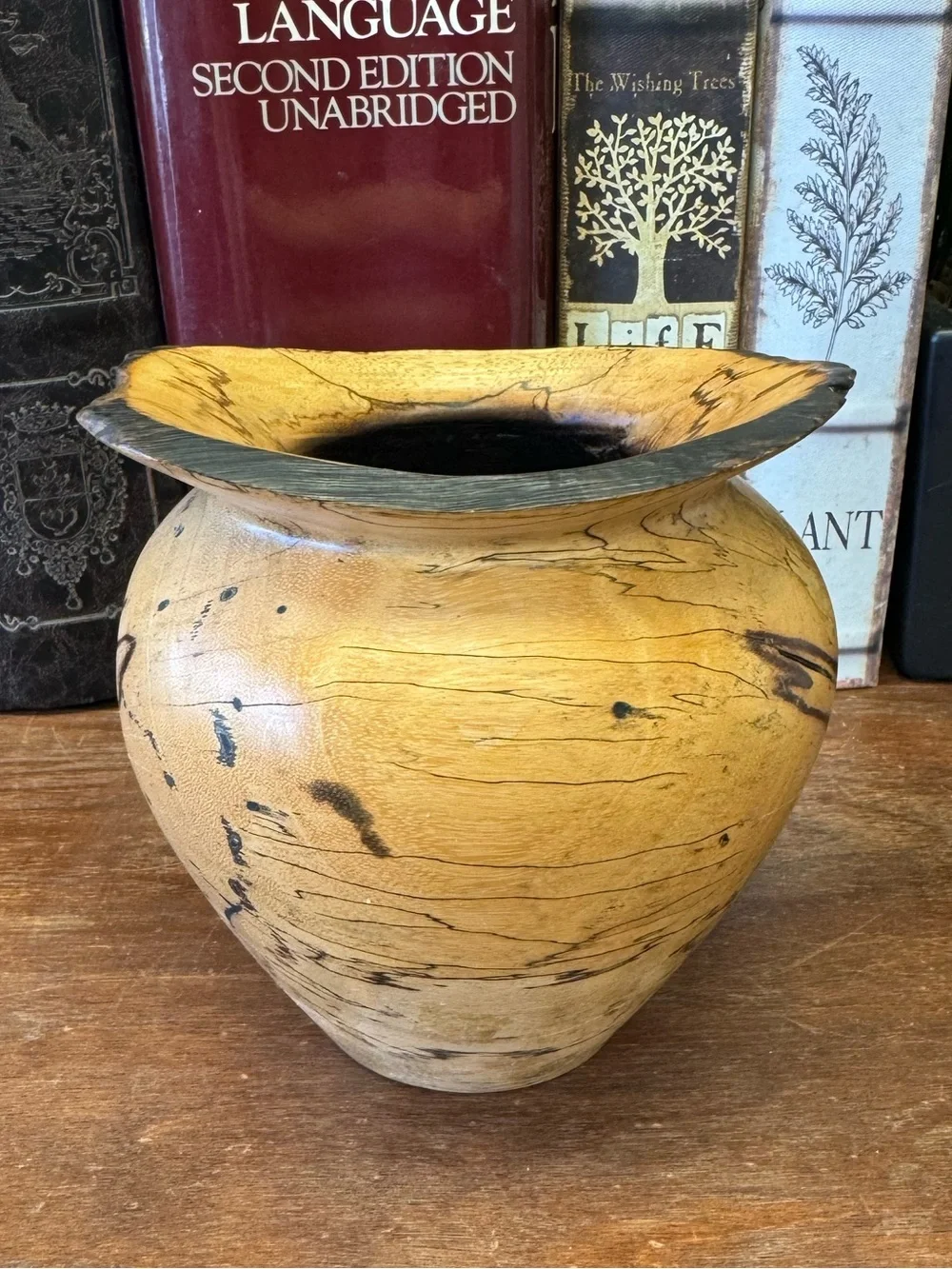 Hand-Turned Spalted Tamarind Wood Vase Hollow Form Signed and dated 5